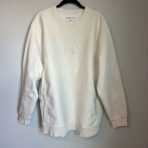 Adele Official Merch Hello Its Me Fleece Sweatshirt Crewneck Bone White Tour XXL